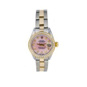 Rolex Datejust ref 6916 26mm two tone band pink dial diamond bezel, mildly used